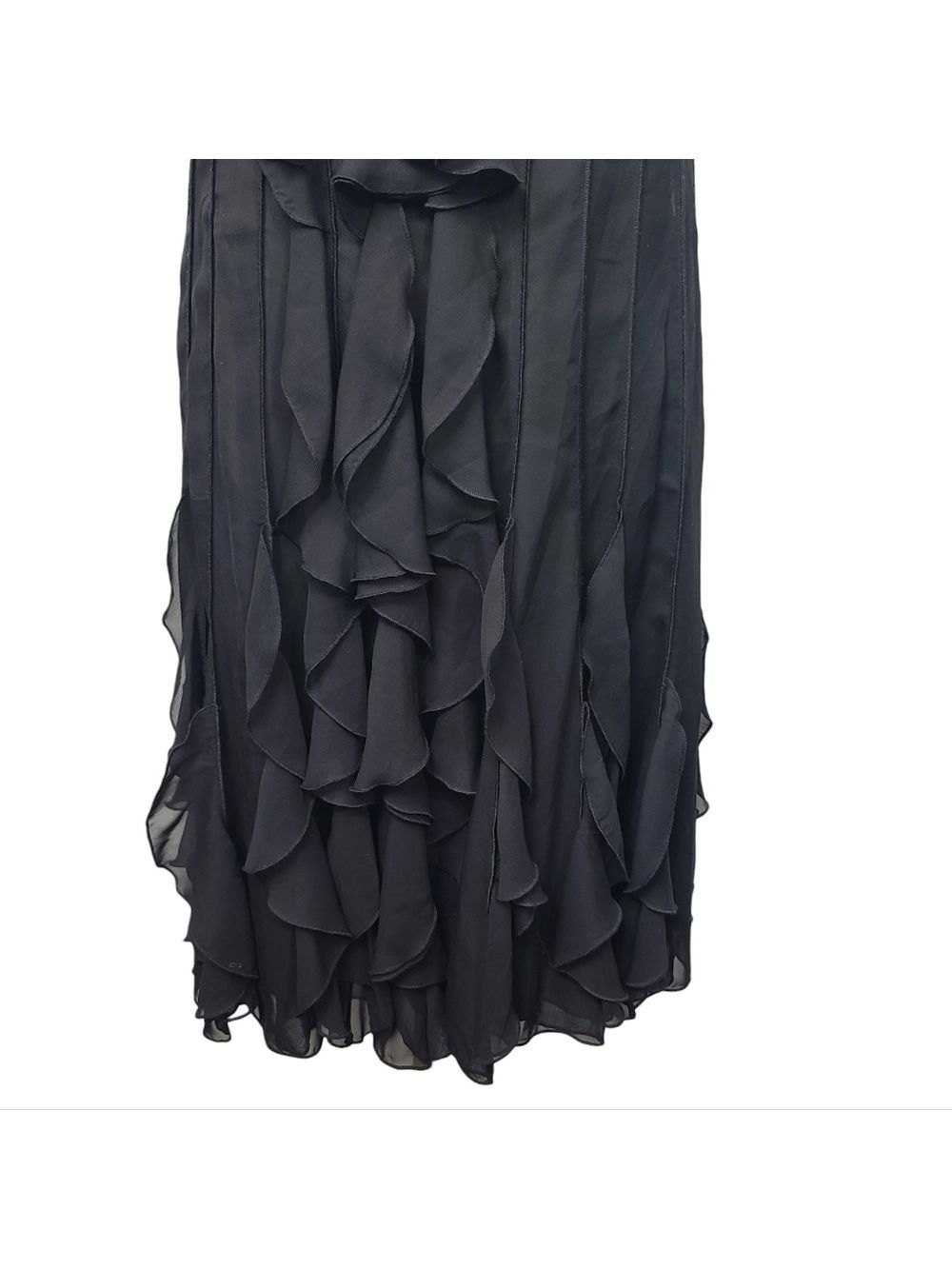 Adrianna Papell Ruffle Black Sleeveless Dress 10 - Picture 3 of 10